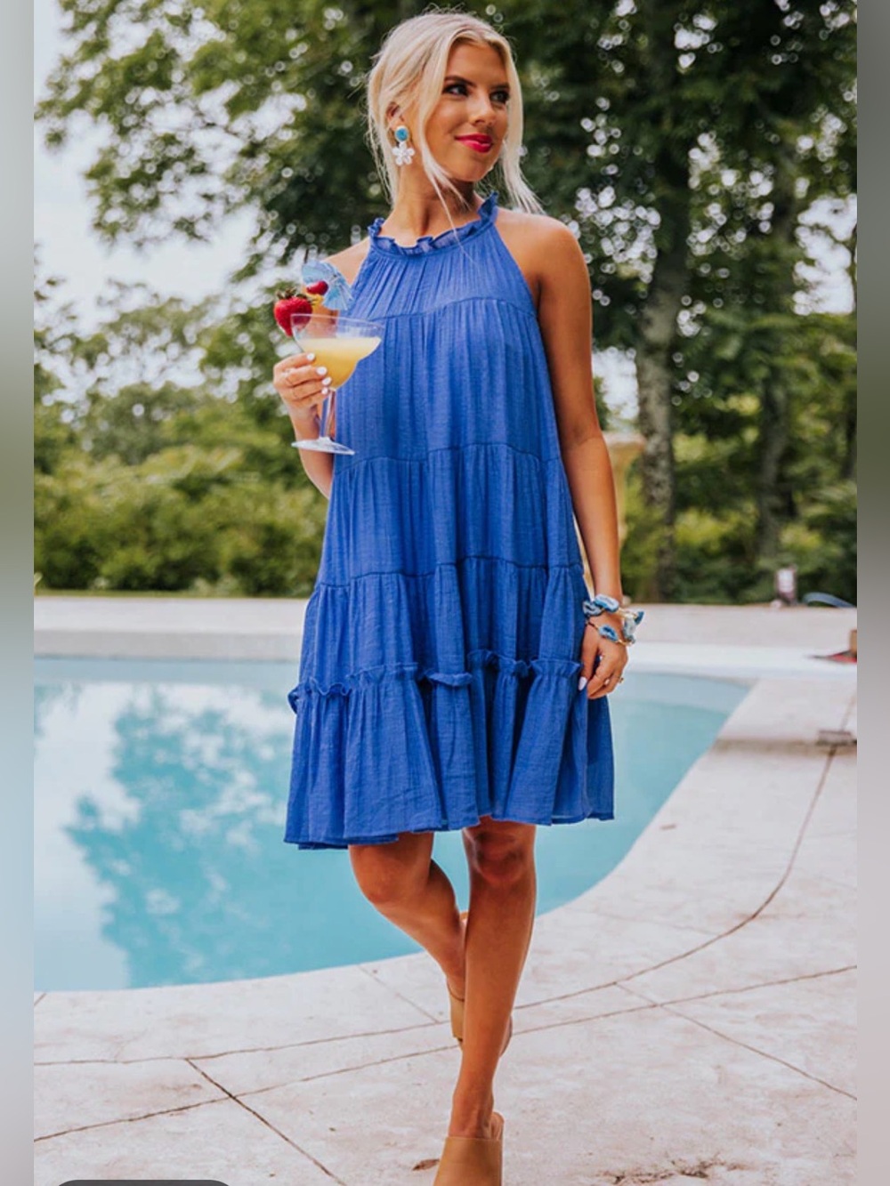 &Merci Women’s Blue Tiered Shift Dress